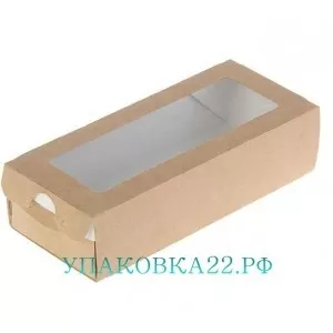 Крафт коробочка с окном-2 (17, 5*7*4 см)