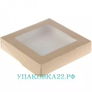 Крафт коробочка с окном- 1 (20*20*4, 5 см).